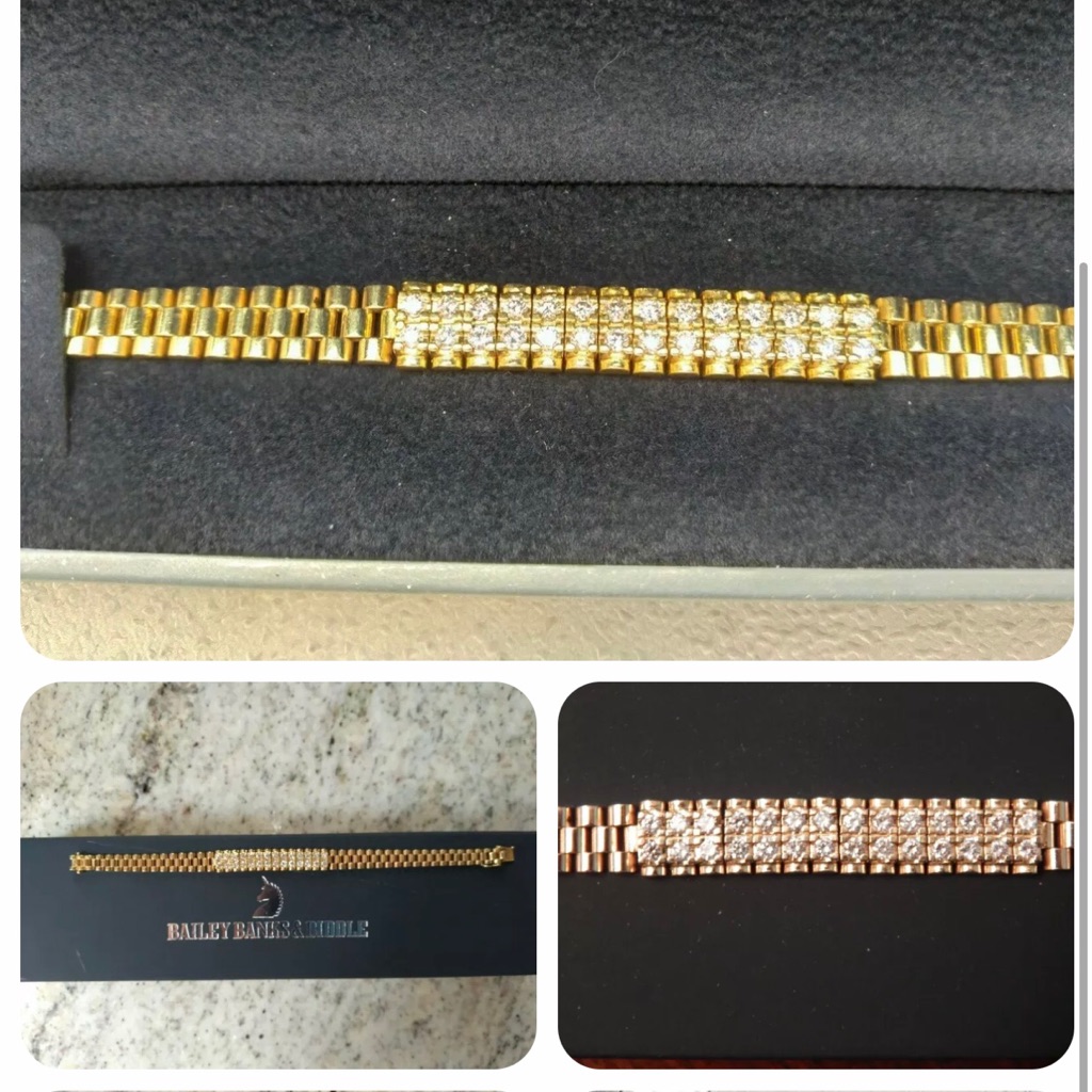 Bailey Bank  Biddle Diamonds 18k Rolex Barrel Style Ladies Bracelet